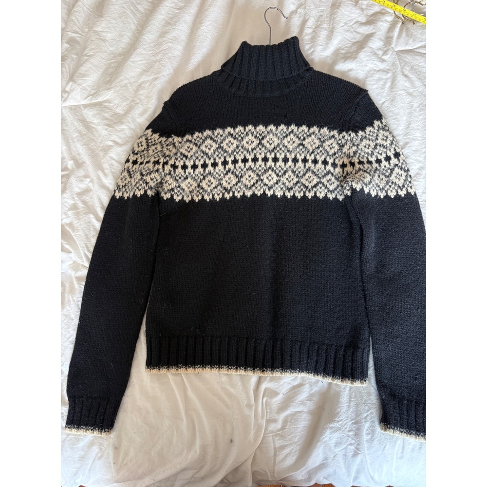 Gap Vintage 100% Lambswool Fair Isle Turtleneck Sweater Large *Small Hole